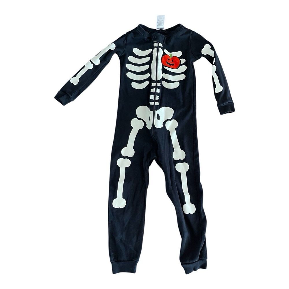 Gymboree Skeleton Body Suit‎ Halloween  Pumpkin Heart Size 2T